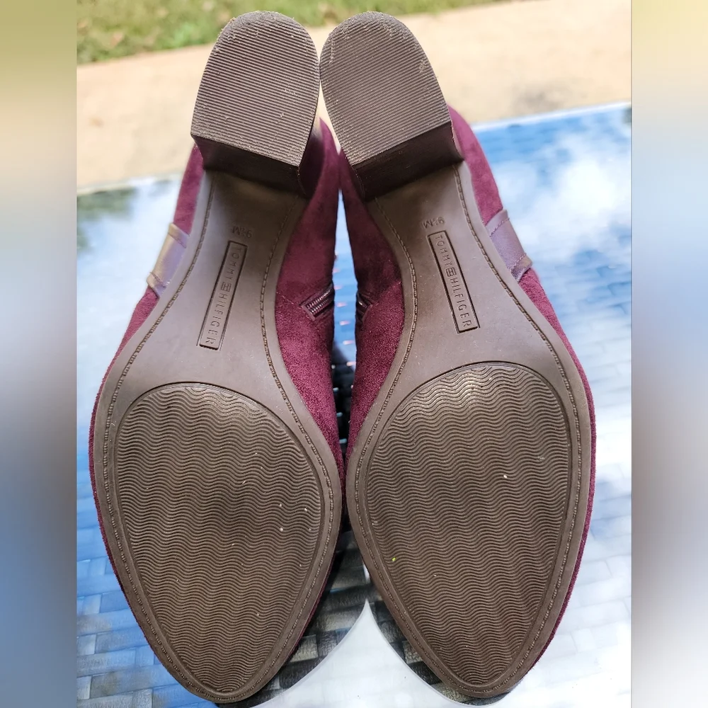 Tommy Hilfiger Burgundy Booties -‎ Size 9.5